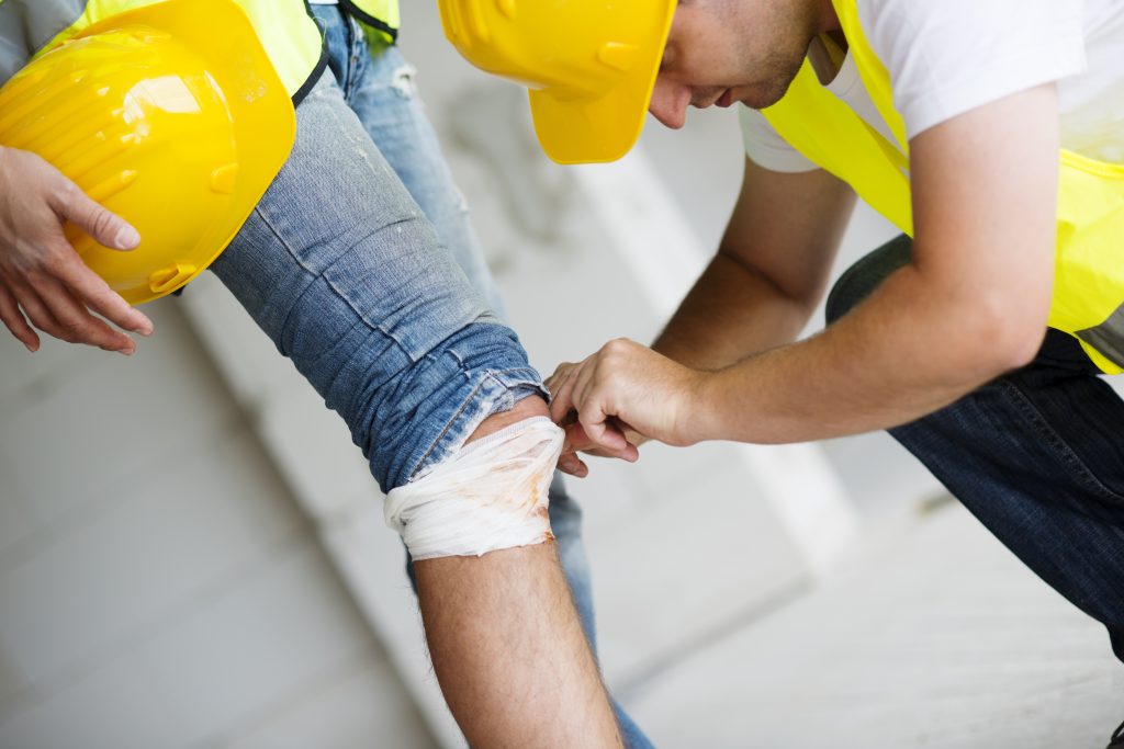 graphicstock construction worker has an accident while working on new house HCl87DA5ZW
